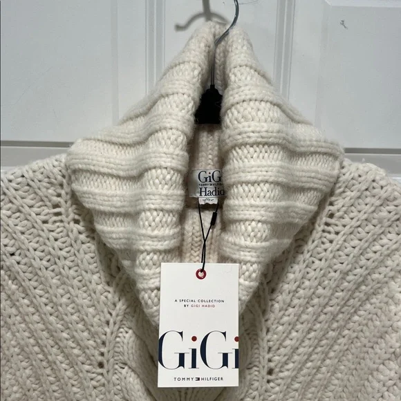 NWT Gigi Hadid X Tommy Hilfiger Chunky ITALIAN wool alpaca SOFT cableknit CREAM - Picture 9 of 14